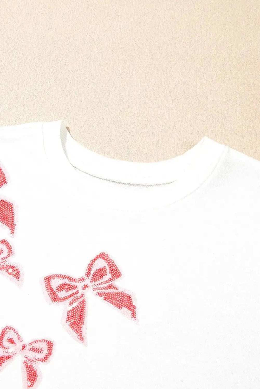 Bow Round Neck Long Sleeve Sweatshirt - Trendsi - Flyclothing LLC