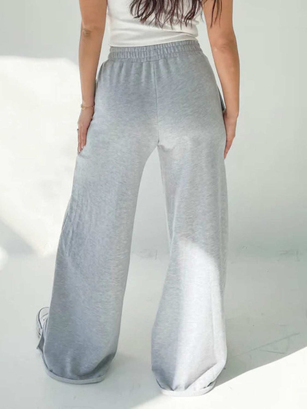 Elastic Waist Wide Leg Pants - Trendsi - Flyclothing LLC