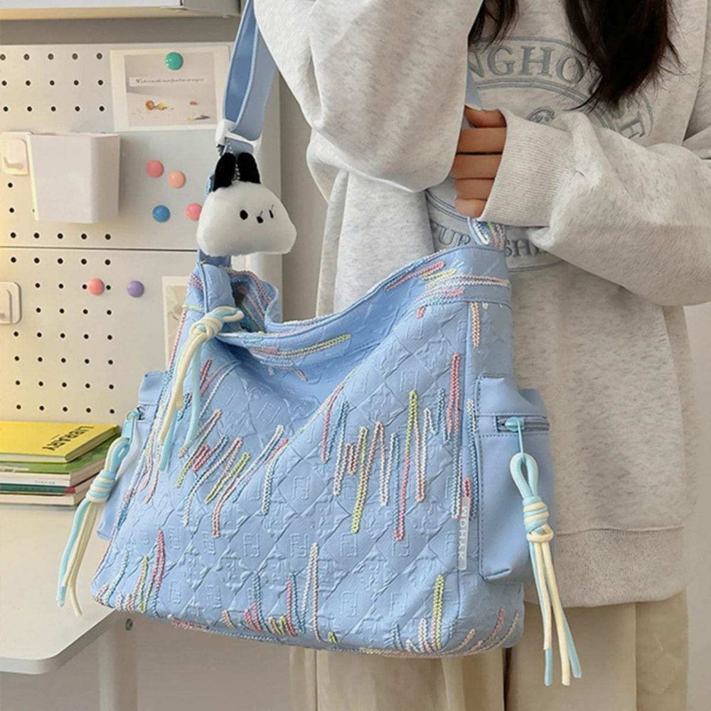 Contrast Texture Shoulder Bag - Trendsi - Flyclothing LLC