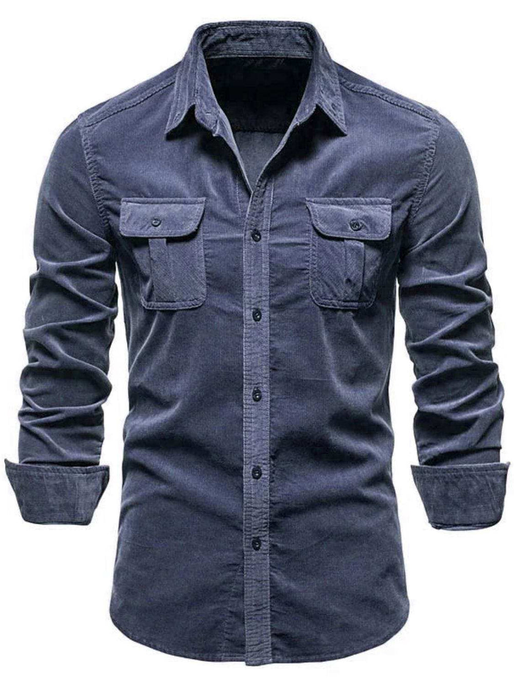 Men's Full Size Collared Neck Button Down Shirt with Chest Pockets Plus Size - Trendsi - Flyclothing LLC