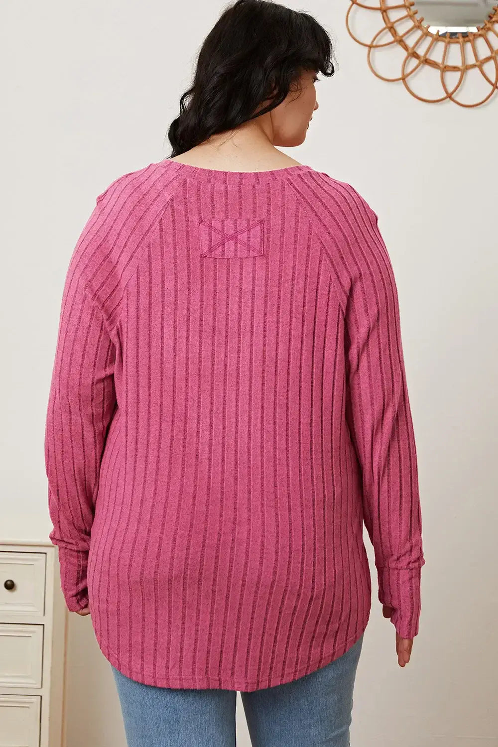 Basic Bae Full Size Ribbed Thumbhole Sleeve T-Shirt - ShopBasicbae - Flyclothing LLC