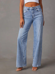 High Waist Straight Jeans with Pockets - Trendsi