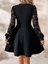 Cutout Lace Long Sleeve Mini Dress - Trendsi - Flyclothing LLC
