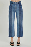 RISEN Full Size Mid-Rise Waist Two-Tones Jeans with Pockets - Trendsi - Flyclothing LLC