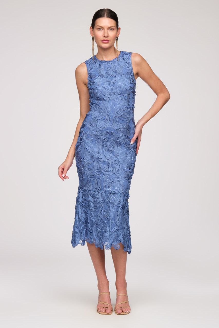 Meli Soutache Tea Length Dress - JS Collections - Flyclothing LLC