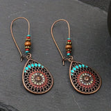 Alloy Oil Drip Beaded Teardrop Earrings - Trendsi