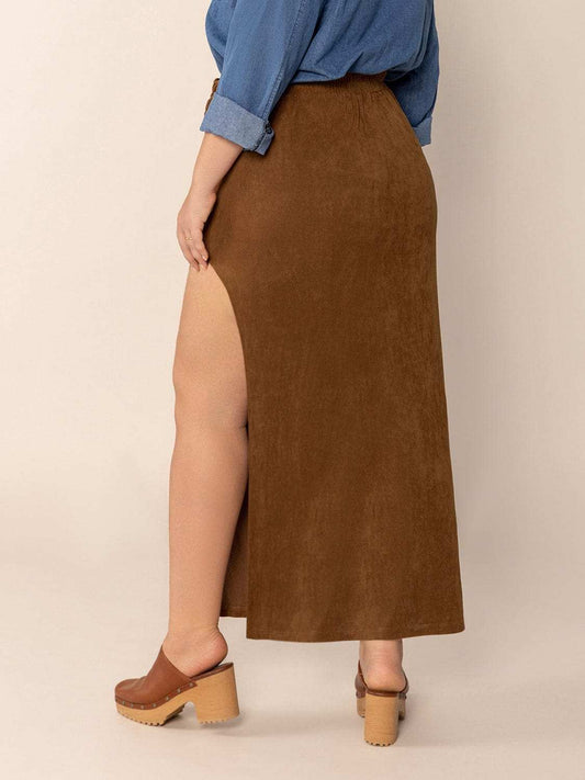 Plus Size Ruffled Slit High Rise Skirt - Trendsi - Flyclothing LLC
