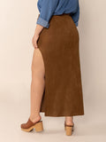 Plus Size Ruffled Slit High Rise Skirt - Trendsi