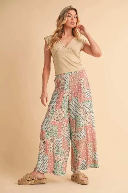 Aemi+Co Printed Wide Leg Pants - Trendsi - Flyclothing LLC