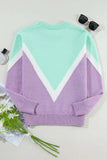 Contrast Round Neck Dropped Shoulder Sweater - Trendsi - Flyclothing LLC