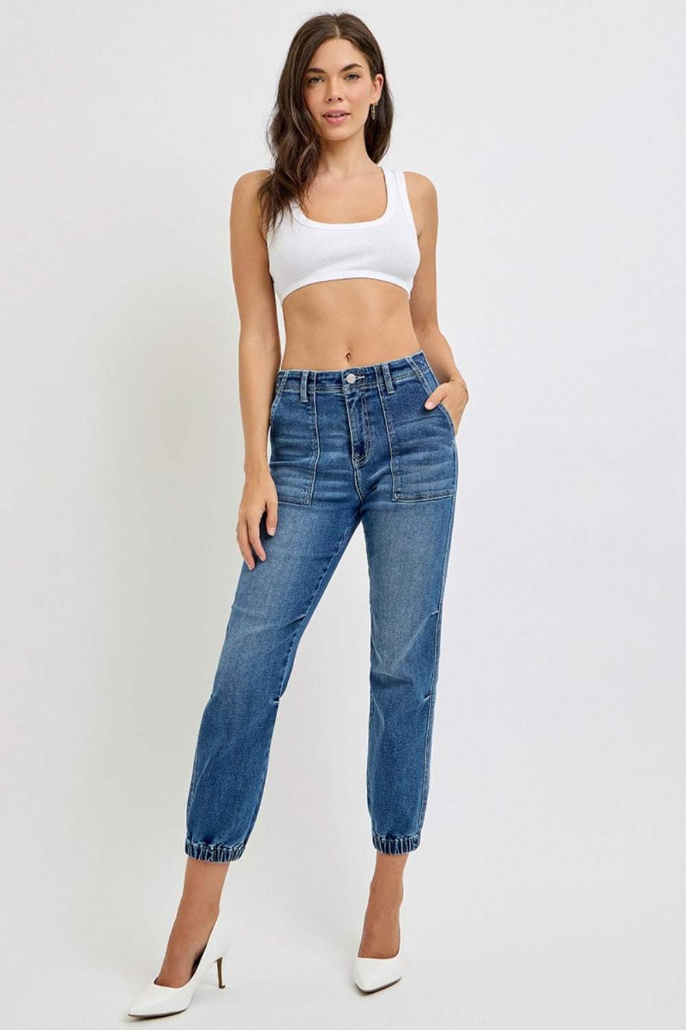 RISEN Full Size High Rise Ankle Jogger Jeans - Trendsi - Flyclothing LLC