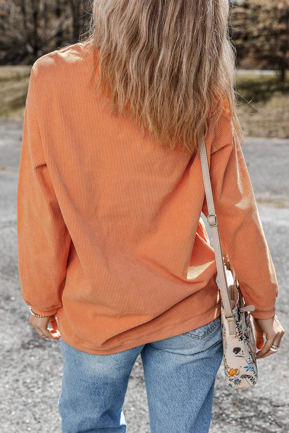 Pumpkin Round Neck Long Sleeve Sweatshirt - Trendsi - Flyclothing LLC