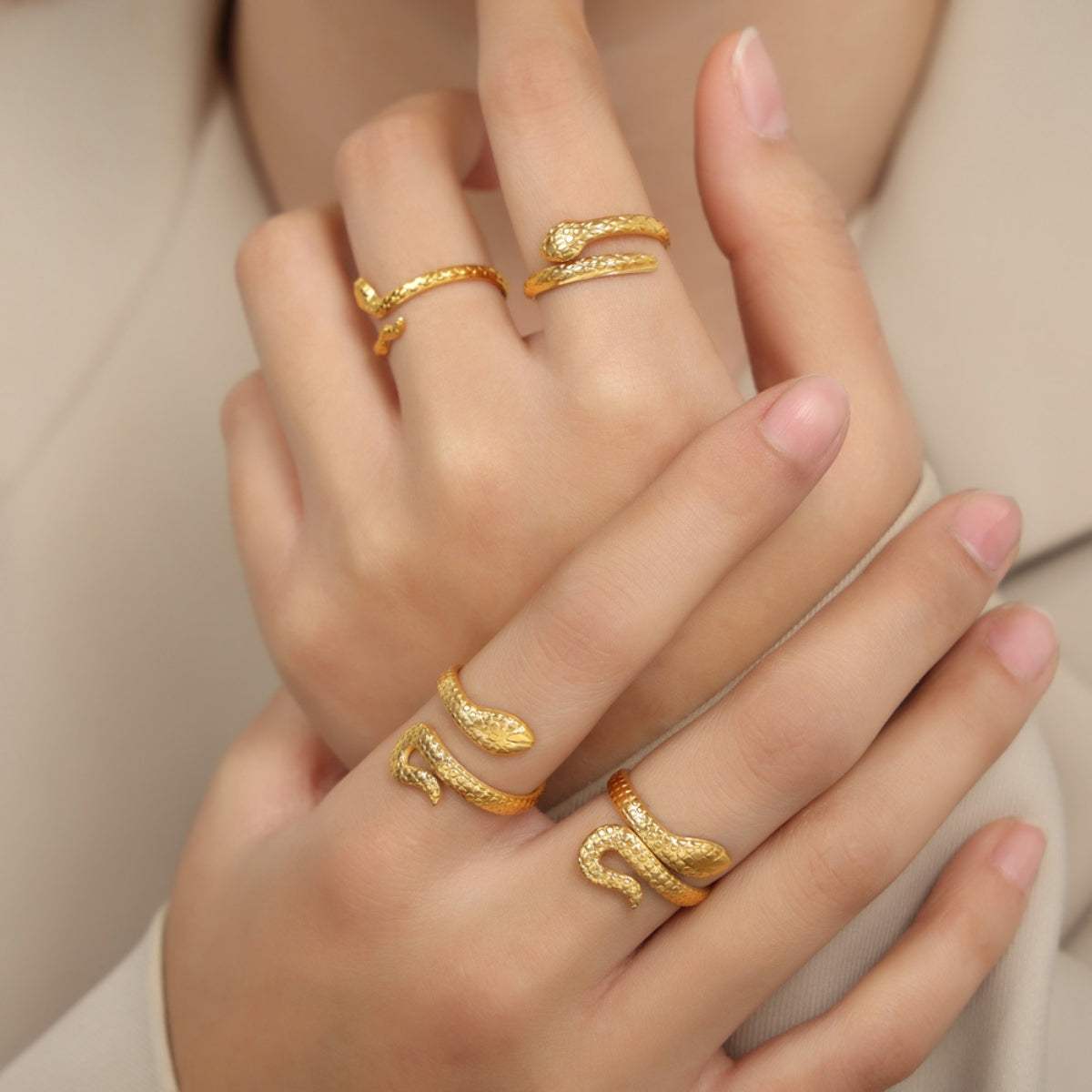 Titanium Steel Snake Shape Bypass Ring - Trendsi - Flyclothing LLC
