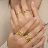 Titanium Steel Snake Shape Bypass Ring - Trendsi - Flyclothing LLC