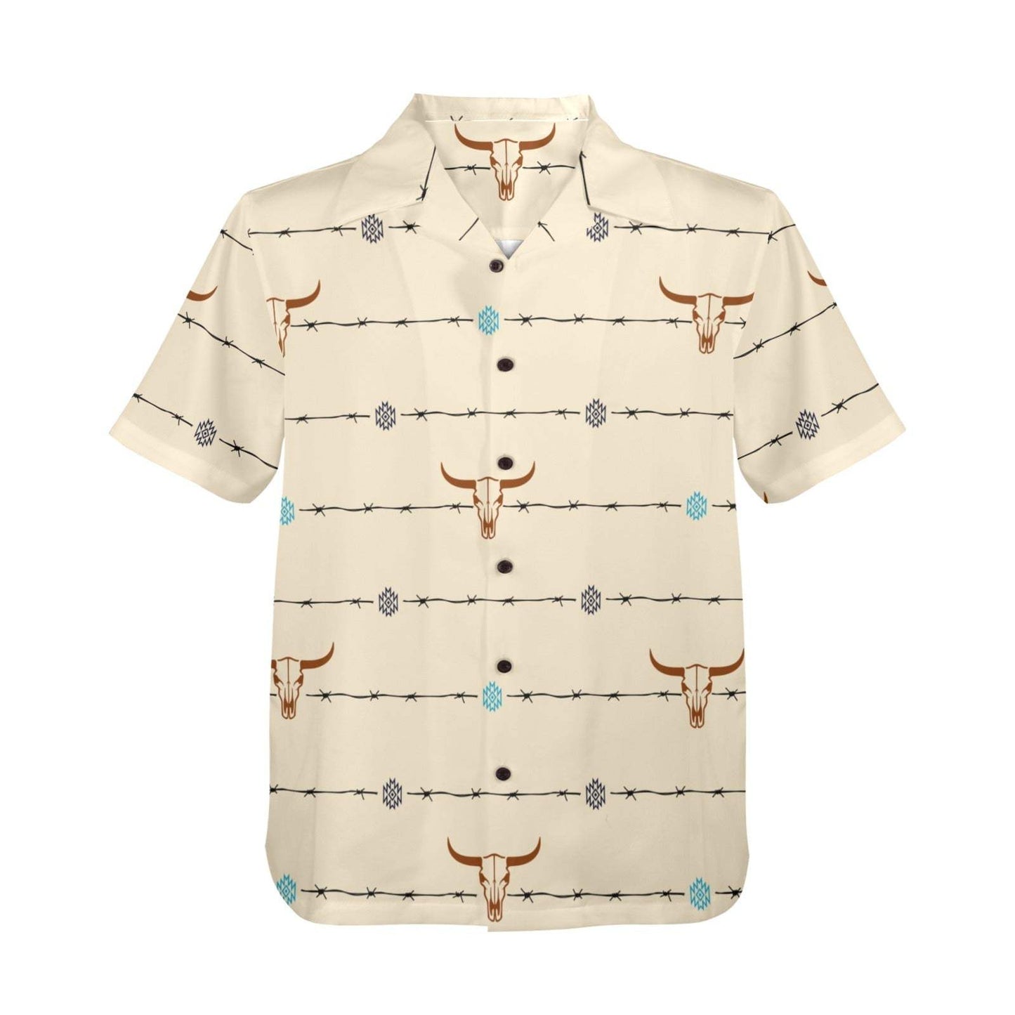 Baha Ranch Barbwire Aztec Hawaiian Shirt Made in America - Baha Ranch Western Wear - Flyclothing LLC