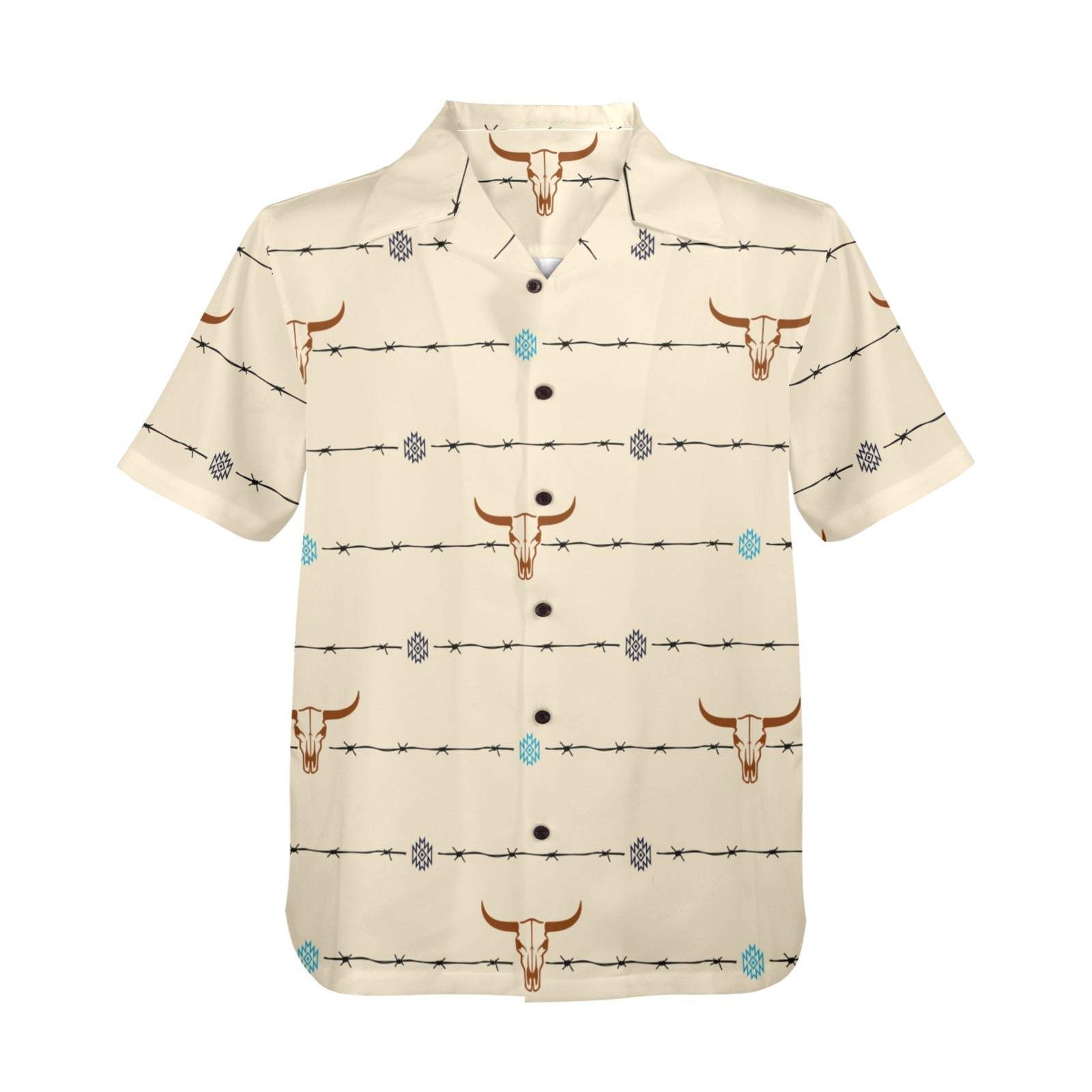 Baha Ranch Barbwire Aztec Hawaiian Shirt Made in America - Baha Ranch Western Wear - Flyclothing LLC