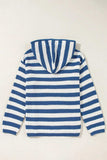 Drawstring Striped Long Sleeve Hooded Sweater - Trendsi - Flyclothing LLC