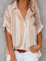 Full Size Collared Neck Half Sleeve Shirt Plus Size - Trendsi - Flyclothing LLC