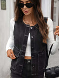 Button Up Denim Vest - Trendsi - Flyclothing LLC
