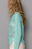 POL Exposed Seam Long Sleeve Lace Knit Top - Trendsi