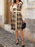 Plaid Button Up Long Sleeve Shirt Dress - Trendsi - Flyclothing LLC