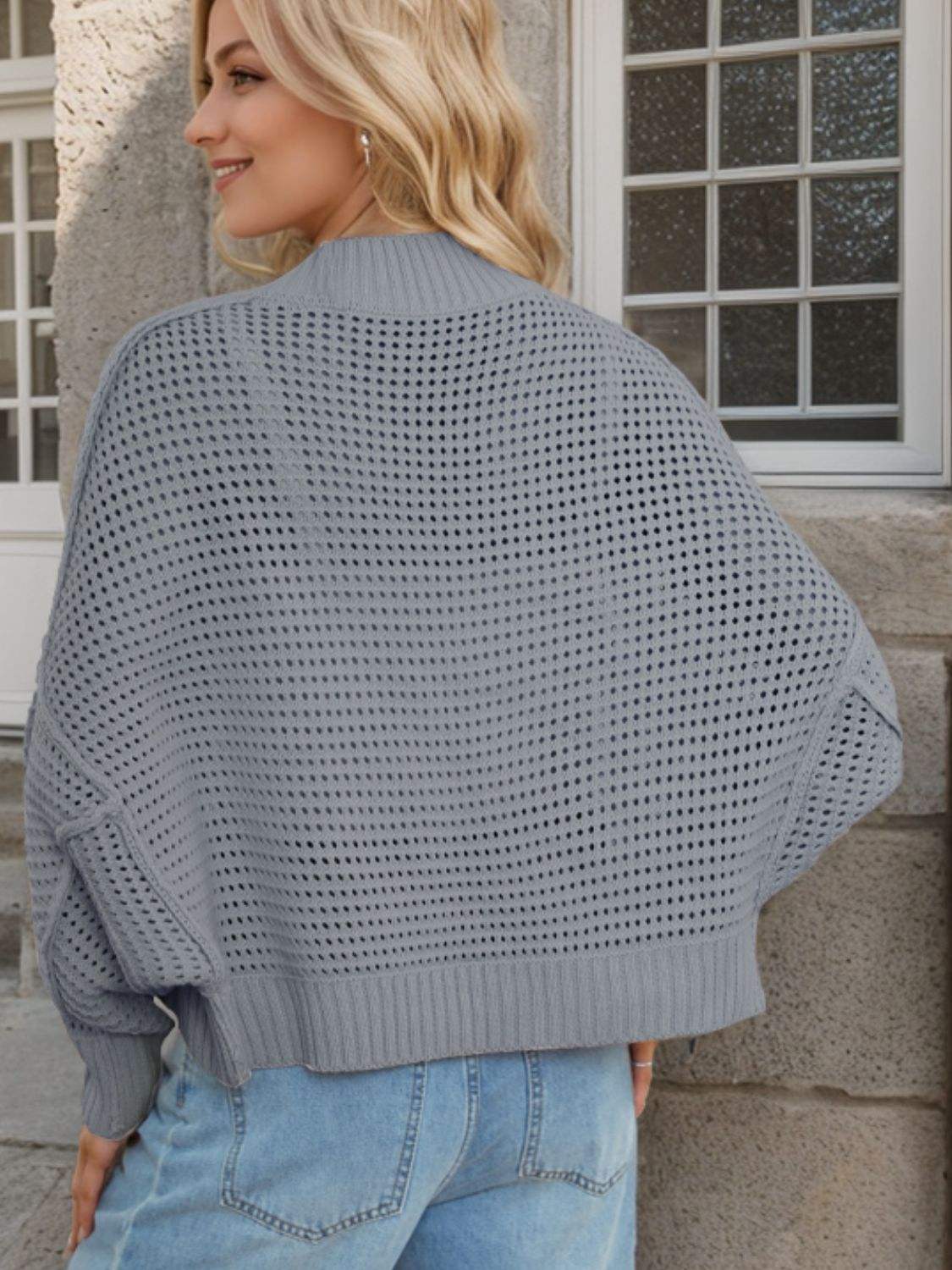 Openwork Open Front Long Sleeve Cardigan - Trendsi - Flyclothing LLC
