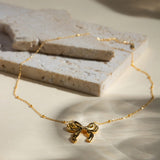Stainless Steel Bow Pendant Necklace - Trendsi