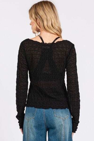 Mittoshop Lettuce Hem Boat Neck Long Sleeve Blouse - Trendsi - Flyclothing LLC