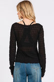 Mittoshop Lettuce Hem Boat Neck Long Sleeve Blouse - Trendsi