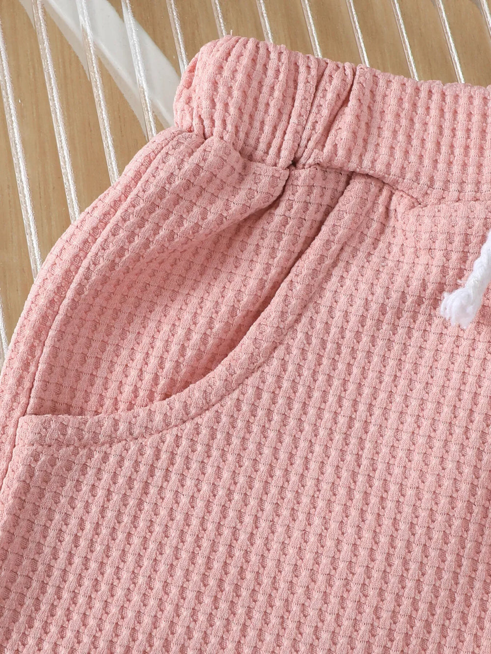 Children's Honey Flower Waffle Knit Tee and Shorts Set - Trendsi - Flyclothing LLC