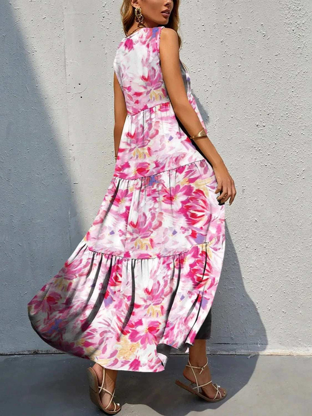 Floral Tiered Maxi Tank Dress - Trendsi - Flyclothing LLC