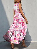 Floral Tiered Maxi Tank Dress - Trendsi