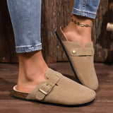Buckle Round Toe Flats Slip-Ons - Trendsi