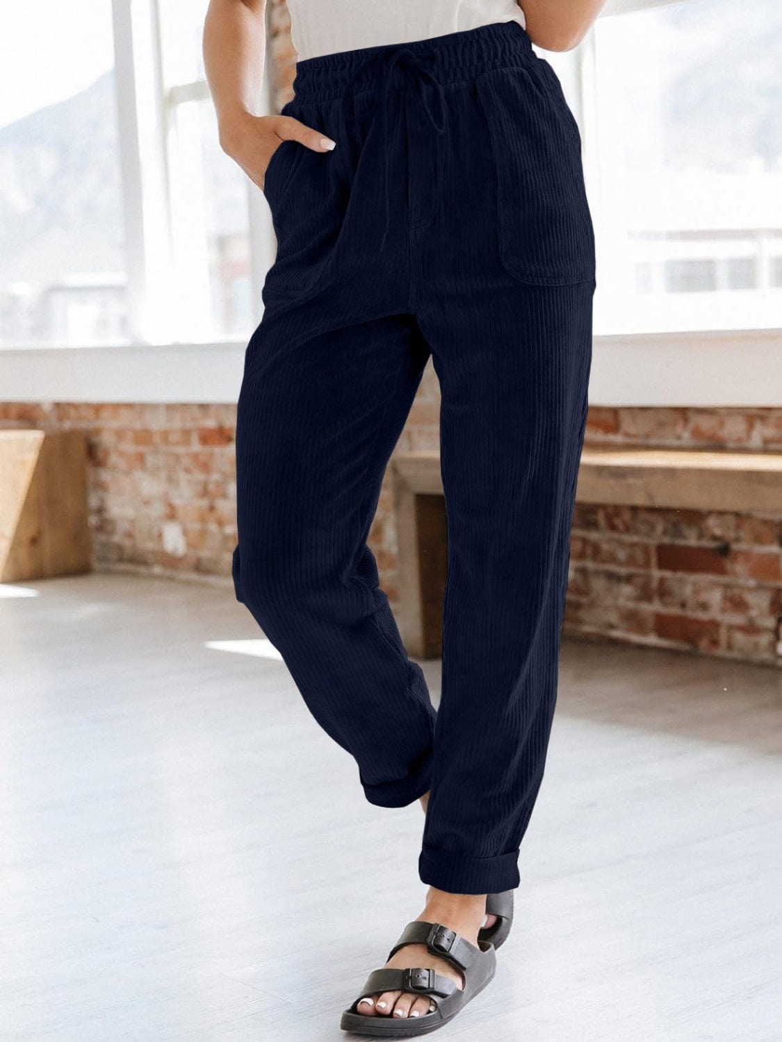 Drawstring Pants with Pockets - Trendsi