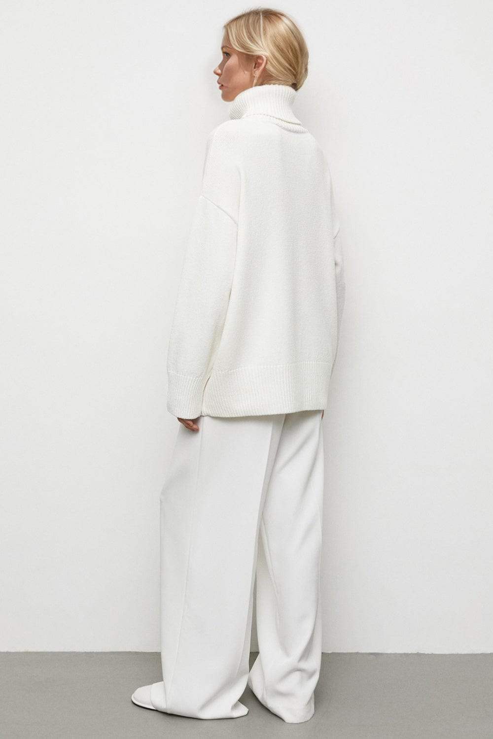 Basic Bae Turtleneck Dropped Shoulder Long Sleeve Sweater - Trendsi - Flyclothing LLC