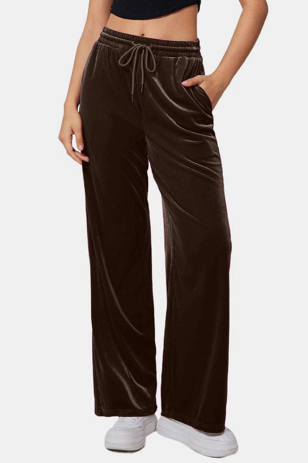 Drawstring Elastic Waist Straight Leg Pants - Trendsi - Flyclothing LLC