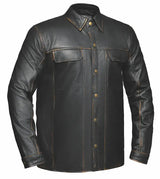 Rusty - Men's Shirt Style Leather Motorcycle Jacket - Unik Just for Bikers - Flyclothing LLC