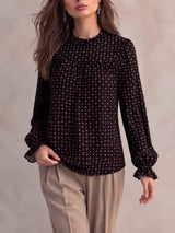 Printed Flounce Sleeve Blouse - Trendsi - Flyclothing LLC