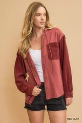 Umgee Washed French Terry Shacket - Trendsi - Flyclothing LLC