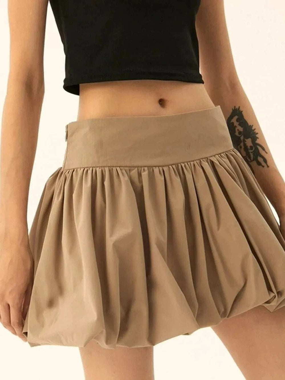 Ruched Bubble Hem Mini Skirt - Trendsi - Flyclothing LLC