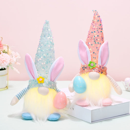 Easter Sequin Pointed Hat Faceless Gnome - Trendsi
