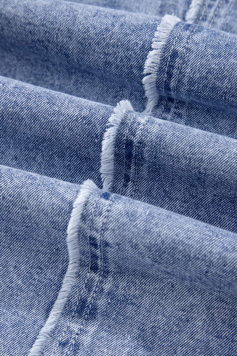 Raw Hem Button Down Long Sleeve Denim Dress - Trendsi - Flyclothing LLC