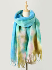 Fringe Tie-Dye Polyester Scarf - Trendsi
