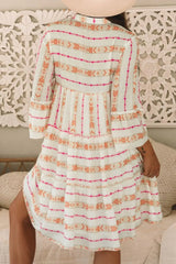 Printed Ruffled Notched Loose Dress - Trendsi - Flyclothing LLC