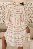 Printed Ruffled Notched Loose Dress - Trendsi