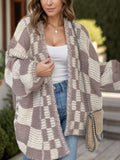 Plaid Open Front Long Sleeve Cardigan - Trendsi