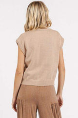 Mittoshop Contrast Letter Round Neck Cap Sleeve Knit Top - Trendsi - Flyclothing LLC