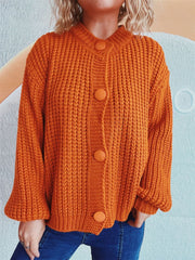 Button Up Long Sleeve Cardigan - Trendsi