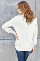 Basic Bae Full Size V-Neck Lantern Sleeve Top - ShopBasicbae - Flyclothing LLC