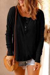 Double Take Full Size Half Button Drop Shoulder T-Shirt - Trendsi - Flyclothing LLC